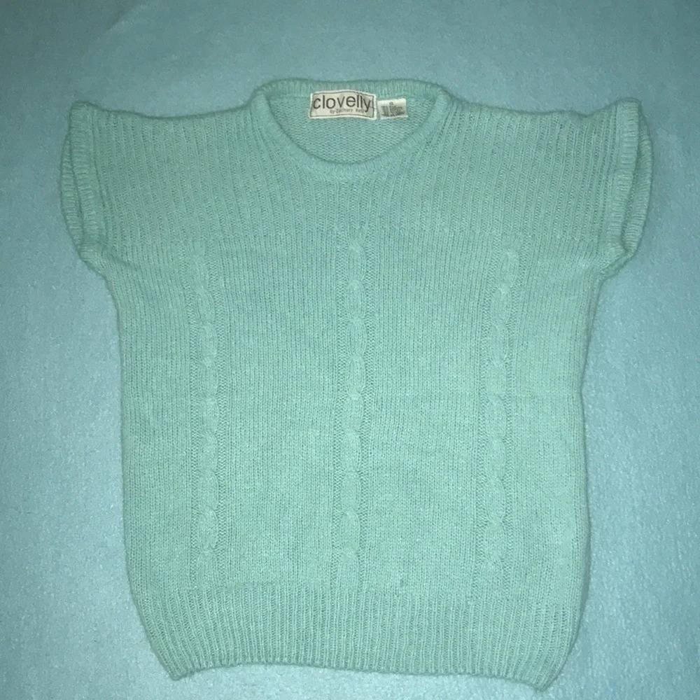 CLOVELLY By Zachary Belil silk angora blend knit sweater short sleeves size S